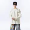 Camiseta redonda con bordado tie-dye estilo americano para hombre, camiseta básica casual de otoño de alta resistencia, top de manga larga holgado de moda