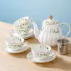 Conjunto de Chá Estilo Europeu Conjunto de Xícaras de Café Cerâmica Xícara de Chá Vermelha Estilo Pastoral Bordada a Ouro Chá da Tarde Bule de Abóbora Transfronteiriço