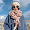 Capa cálida de doble cara estilo coreano para mujer, versátil, de cachemir grueso similar, para oficina, bufanda para primavera y otoño con aire acondicionado