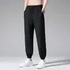 Pantalones Casuales de Seda de Hielo para Hombre Verano Delgados Pierna Ancha Caída Deportivos Modernos Transpirables de Secado Rápido Pierna Ancha Largos
