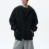 Sudadera con capucha abierta de estilo retro americano con estampado de estrellas, unisex, nueva colección de otoño, estilo de pareja moderno, sudadera con cremallera de corte holgado