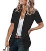 Moda Femenina Verano 2026 Transfronteriza Elegante Blazer Holgado Estilo Europeo y Americano Chaqueta Lisa de Manga Corta para Mujer
