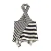 Comercio exterior transfronterizo ropa de mujer, conjunto de dos piezas de moda estilo europeo y americano con top a rayas de cuello halter y pantalones de pierna ancha a rayas para mujer