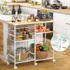 Carrito de Almacenamiento de Cocina Transfronterizo Estante de Almacenamiento Acero al Carbono con Ruedas Estante de Almacenamiento para Horno de Microondas Estante para Horno Engrosado