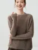 Suéter de tricô Campbell Yarn 75% caxemira 25% seda de amoreira gola alta fina para mulheres, segunda pele fina