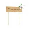 Tarjeta de cumpleaños de papel Kraft fresca Tarjeta de decoración de pastel de frutas Mori Flor Feliz Cumpleaños Plug-in