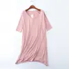 Comercio Exterior Primavera y Verano Nuevo Vestido Camiseta de Longitud Media Manga Media Talla Grande Bata de Noche Pijama de Modal Talla Grande Adicional