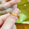 Anel de Gelo Picado para Mulheres, Gypsophila Dourada de Casal, Anel Dourado de Gelo Picado, Anel Círculo Fino Liso, Atacado