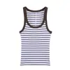 Comércio Exterior Roupas Femininas 2026 Moda Estilo Europeu e Americano Casual Slim Fit Sem Mangas Gola U Canelado Top Regata F612727