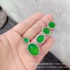 Venta al por mayor, colgante de calcedonia con incrustaciones de semillas de hielo de alta calidad, ágata, jade, pendientes, anillo, collar, tres piezas, suministro en vivo