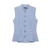 2026 Verano Nuevo Europeo y Americano Transfronterizo Falda Corta Rayada de Nueve Cuartos para Mujer con Dobladillo y Camisa de Manga w085 340955