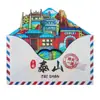 Ímãs de Geladeira Envelope de Cidade Série Envelope de Madeira Ímãs de Geladeira de Turismo Cultural e Criativo Artesanato Magnético Criativo