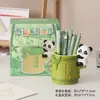 Porta-Canetas Panda Criativo Papelaria para Estudante Caixa de Armazenamento de Grande Capacidade Decoração de Mesa de Escritório Desenho Animado Enfeites