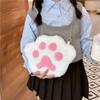 Bolsa infantil de pelúcia de desenho animado para outono e inverno, garra de gato fofa, corrente macia para ombro, bolsa carteiro, porta-moedas para meninas, atacado