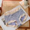 [Liquidação com Prejuízo com Frete Grátis] Roupa Íntima de Fio Colorido Seda Gelo para Meninas com Laços Divertidos e Bordas Onduladas Doces, Cintura Média e Cobre o Quadril
