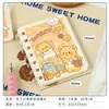 A7 Cuaderno Pequeño Oso Pudín Línea Horizontal Cuaderno de Espiral Dibujo Animado Lindo Bloc de Notas 80 Hojas Cuaderno de Línea Horizontal Diario