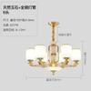 Lustre de cobre completo novo estilo chinês villa oco sala de estar farol oco edifício edifício médio lâmpadas de jade natural