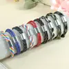 Pulsera Deportiva de Acero Inoxidable Tallado Estilo Europeo y Americano para Hombres, Fitness, Natación, Pulsera Trenzada de Cuerda de Paracaídas, Pulsera Sencilla, Venta al por Mayor