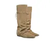 Botas de Cano Alto Estilo Nômade, Uso Dupla Face, Bico Fino, Botas Amassadas Empilhadas, Cano Alto, Estilo Melard, Botas Western Cowboy Estilo Garota Ousada para Mulheres