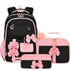 Nueva mochila transfronteriza para estudiantes de primaria, lindo conjunto de tres piezas con lazo, mochila escolar para niñas, gran capacidad, mochila reductora de peso
