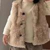 Chaleco de Niña Ropa de Abrigo de Invierno Elegante para Bebé Niño Pequeño Otoño Invierno Nuevo Estilo Cuero Piel Integrados Capa Cálida Chaleco Engrosado
