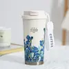 Caneca de café térmica Lírio-do-vale, aço inoxidável 316, elegante e leve, adequada para mulheres, copo de dupla finalidade, garrafa de água portátil com alça
