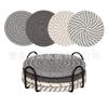 Conjunto de Chá Rústico Corda de Algodão Trançada Jogo Americano Base para Panela Quente Mesa de Jantar da Cozinha Espessada Isolamento Térmico Base Redonda Fio de Algodão Trançado Porta-copos