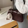 Nova bolsa feminina 2026, estilo outono requintado, veludo simples, sacola para o dia a dia, camurça, estampa de leopardo nicho, bolsa de ombro, bolsa de axila