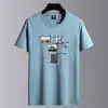 Camiseta de Manga Curta para Homem, Verão 2026, Algodão Puro de Manga Meia-Manga para Homem, Casual Solta, Top de Marca Tendência, Camiseta, Camiseta Básica
