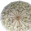 Paraguas Vintage de Doble Uso con Borde Dorado y 16 Varillas al por Mayor para Mujer, Paraguas Plegable de Doble Capa para el Sol, Paraguas de Sol Grande Estilo Antiguo para Dos Personas