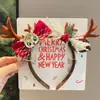 Diadema de asta de reno navideña Vestido festivo para niños Diadema de alce Sombrero Mori para adultos Tarjeta para el pelo de actividad festiva