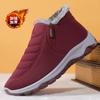 Sapatos de algodão de inverno para meia-idade e idosos, atacado internacional, forrados com lã, antiderrapantes, cano alto, sola macia, botas de neve para homens e mulheres
