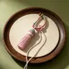 Feito à mão, com cores em degradê, borla de nó de diamante, anel de fio de algodão, chaveiro, pingente de bolsa e broche