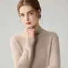Nuevo suéter de punto de cuello alto medio para otoño e invierno, prenda interior de manga larga para mujer, color liso, estilo básico para el trabajo, ropa interior para mujer