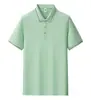 Camisas Polo de Tamanho Grande com Impressão de Logo Personalizado, Roupa de Trabalho de Seda de Gelo e Algodão de Verão Transfronteiriça, Roupa de Trabalho para Equipe, Camisetas de Manga Curta Feitas Sob Medida