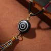 Colgante de Cuenta Dzi de Xizang con Cuerda Colgante Tejida a Mano, Joyería Vintage Estilo Xizang, Colgante Unisex