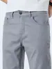 Roupas Masculinas Fengshe / Moda Primavera e Outono 2026 Cinza Claro Elegante para Negócios Calças Jeans Longas Masculinas Lyocell Slim de Corte Reto