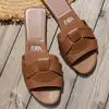 Sandalias Planas de Pe Transfronterizas Europeas y Americanas con Tiras Cruzadas, Chanclas de Verano para Mujer Talla Grande, Versátiles al por Mayor Talla Grande