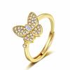 Anillo de mariposa con incrustaciones de cobre y circonitas, diseño de nicho femenino, anillo abierto, suministro transfronterizo, el más vendido en Europa y Estados Unidos.