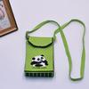 Bolso para teléfono móvil de estilo coreano con diseño de panda pequeño, bandolera de punto, bolso de mano con solapa, bolso informal para salir