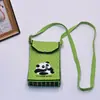 Versão Coreana da Nova Bolsa de Celular de Nicho Panda Vermelho Bolsa de Ombro Cruzada Tricotada Bolsa de Mão Bolsa Flip Bolsa Casual para Passeio
