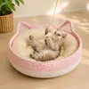 Cama para Gatos para Todas las Estaciones, Cama Refrescante de Verano, Duradera y Resistente a los Arañazos, Rascador para Gatos Tejido a Mano, Cama para Perros para Dormir de Paja Extraíble y Lavable