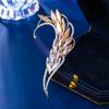 Elegante abrigo de moda para mujer, accesorios de abrigo con incrustaciones de cristal de alta calidad, exquisito broche de hojas y plumas para traje, venta al por mayor