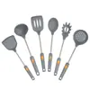 Espátula de silicona de acero inoxidable 304 para sartén antiadherente, espátula para cocinar, cuchara para sopa, resistente a altas temperaturas, juego de cocina para el hogar que no daña la sartén