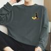 Camiseta de manga larga de algodón grueso de 260 g para hombre, camisa interior de moda, camiseta americana holgada de cuello redondo, ropa de algodón para otoño