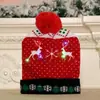 Atacado transfronteiriço de chapéus de tricô de Natal com luz LED Amazon para outono e inverno, chapéus de lã de Natal coloridos para festa de adultos