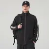 Moletom masculino com zíper e gola alta, cor sólida, jaqueta casual retrô estilo japonês, nova coleção outono 2026, moderno