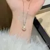 Anillo Colgante de Plata de Ley S925 Redondo Luz Brillante Rosa Diosa Perla Shijia Collar para Mujer Lujo Accesible Sencillo Collar de Gama Alta