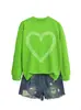 Amazon eBay Estación Independiente Moda Temperamento Versátil Mujer Otoño Invierno Nuevo Corazón Nota Musical Cuello Redondo Sudadera con Capucha Comercio Exterior