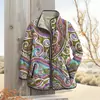 2025temu sitio web independiente otoño e invierno nuevo cárdigan con estampado de flor de anacardo chaqueta acolchada de un solo botón abrigo de algodón para mujer